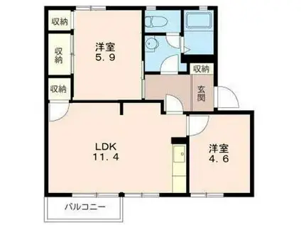 ビュー・ステージいずみ A(2LDK/1階)の間取り写真