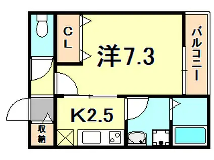 ヴェント チェーロ(1K/1階)の間取り写真
