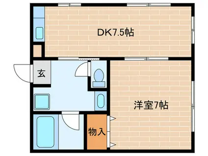 グレースミヤビ(1DK/1階)の間取り写真