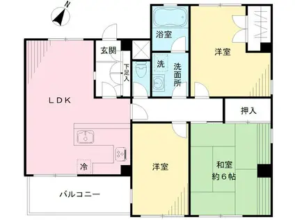 ホワイトハウス(3LDK/3階)の間取り写真