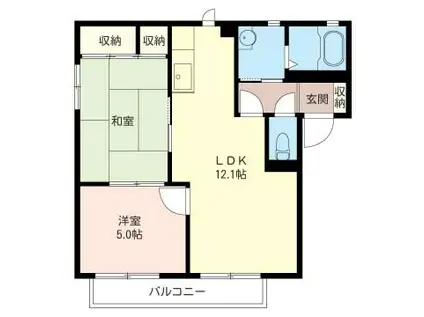 ニューメゾンベールB(2LDK/2階)の間取り写真