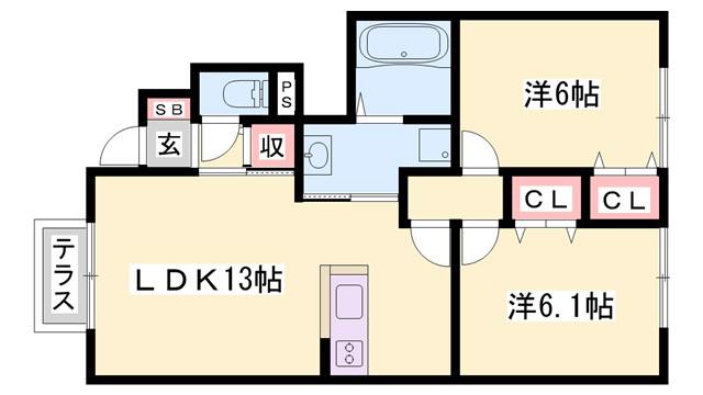 グランファミーユ(2LDK/1階)の間取り写真
