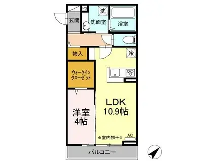 クレール渚 N(1LDK/1階)の間取り写真