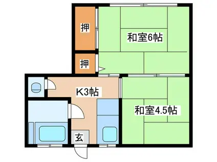 旭荘(2K/2階)の間取り写真