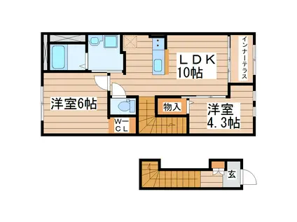 フォレストパークI(2LDK/2階)の間取り写真