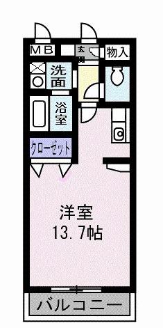シェーンタール須磨(ワンルーム/2階)の間取り写真