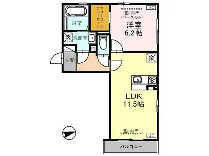 ミントハウスTKN(1LDK/1階)の間取り写真