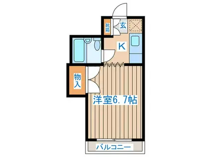 ブランドール八幡II(1K/2階)の間取り写真