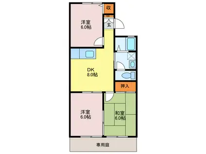 シャルムコート(3DK/1階)の間取り写真