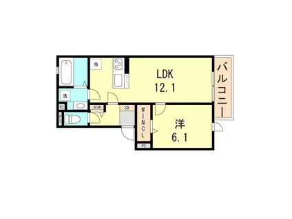 YKメゾン舞子台(1LDK/1階)の間取り写真