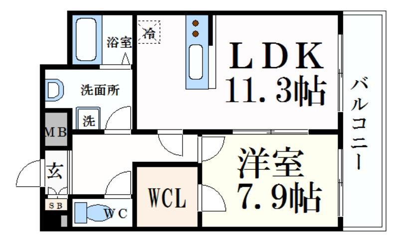 CAPITAL.I姫路(1LDK/8階)の間取り写真