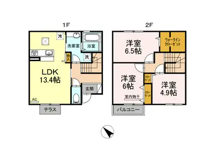 グリシーヌ C(3LDK/1階)の間取り写真