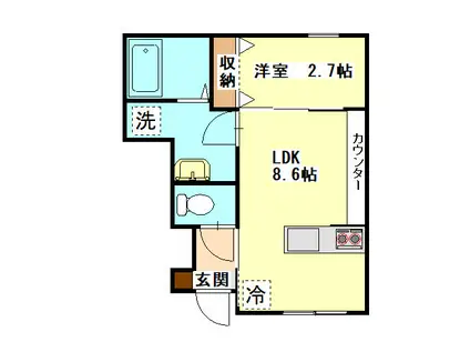 ハニエルV(1LDK/1階)の間取り写真