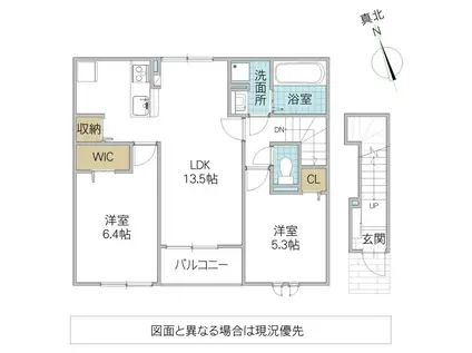 モノテラス(2LDK/2階)の間取り写真