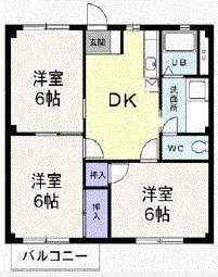 ビバリーヒルズ大上(3DK/1階)の間取り写真