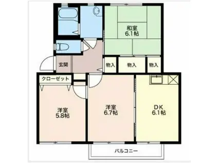シャトー庄(3DK/2階)の間取り写真
