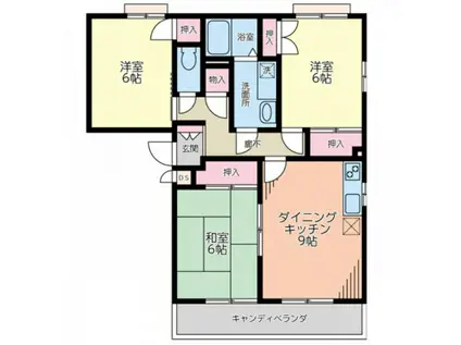 ガーデンハウス牛田(3DK/2階)の間取り写真
