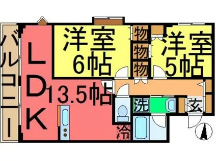 MONA VALEII モナベール(2LDK/1階)の間取り写真