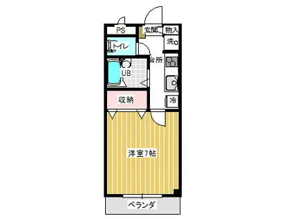 南湖レジデンス(1K/2階)の間取り写真