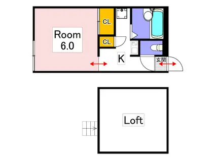 ラルゴ上道(1K/2階)の間取り写真
