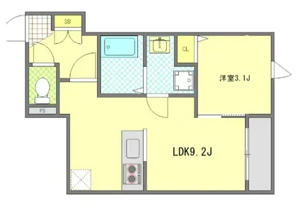 MONOLITH錦糸町 MONOLITH錦糸町(1LDK/2階)の間取り写真