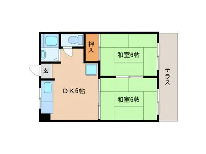 稲葉ハイツB(2DK/1階)の間取り写真