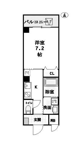 ダイワール立花(1K/2階)の間取り写真