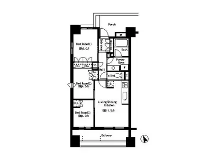 パークアクシス大塚(3LDK/6階)の間取り写真