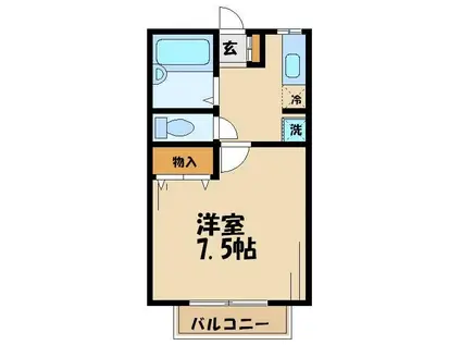 鷹の羽レジデンス(1K/2階)の間取り写真