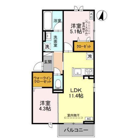 コタージュ七番館(2LDK/3階)の間取り写真