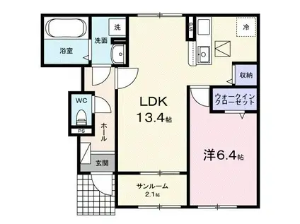 ゼン・クオーレ佐久平(1LDK/1階)の間取り写真