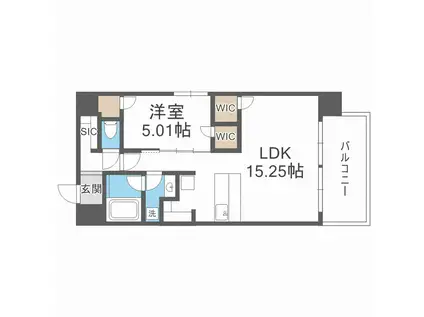 BRAVE新町(1LDK/7階)の間取り写真