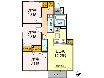 D-ROOMグリーンヒルズ(3LDK/1階)の間取り写真