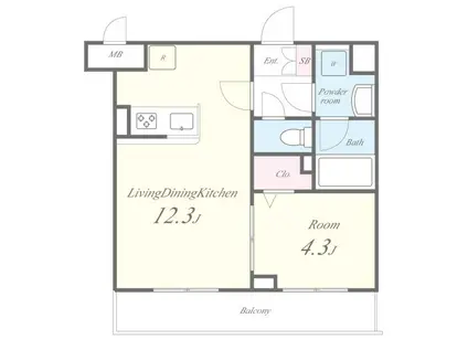 ディアモングリ(1LDK/2階)の間取り写真