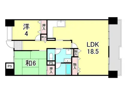 UR武庫川 29号棟(2LDK/4階)の間取り写真