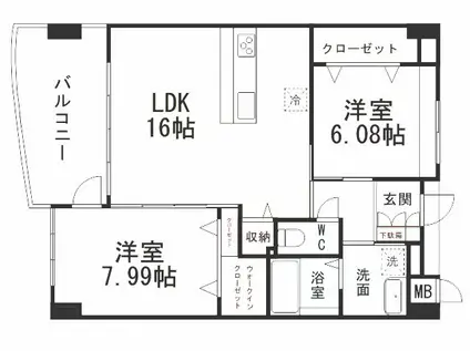 KSK青葉コアプレイス(2LDK/3階)の間取り写真