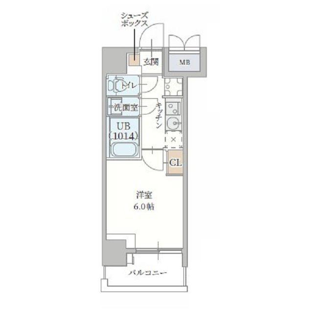 プランドール新北野(1K/8階)の間取り写真