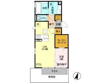 フェリーチェC(1LDK/1階)の間取り写真