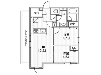 ラヴィエール滝野川(2LDK/5階)の間取り写真