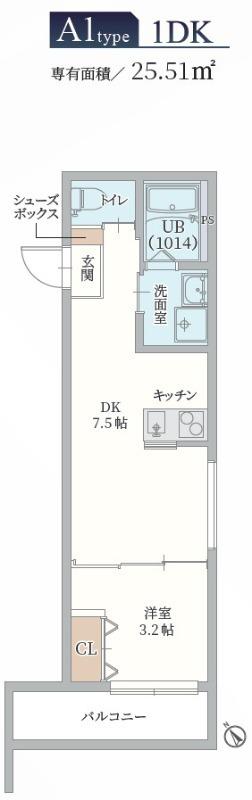 GAZELLE NOAH尼崎尾浜I(1DK/2階)の間取り写真