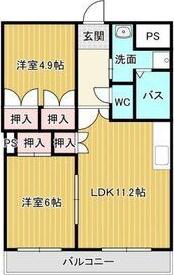 ローズビレッジ(2LDK/2階)の間取り写真