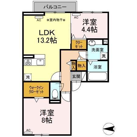 FLEURIR(2LDK/3階)の間取り写真