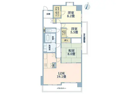 グランステイツ夙川(3LDK/3階)の間取り写真