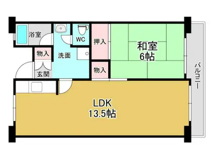 佐野湊団地 1号棟(1LDK/14階)の間取り写真