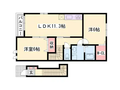 チェリー・ブロッサムIII(2LDK/2階)の間取り写真