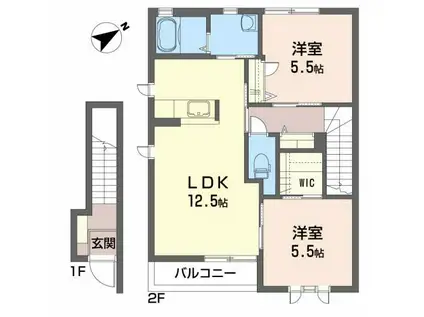 アメニティ・ハーモニー(2LDK/2階)の間取り写真