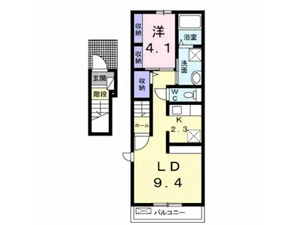 カーサトランキーロII(1LDK/2階)の間取り写真
