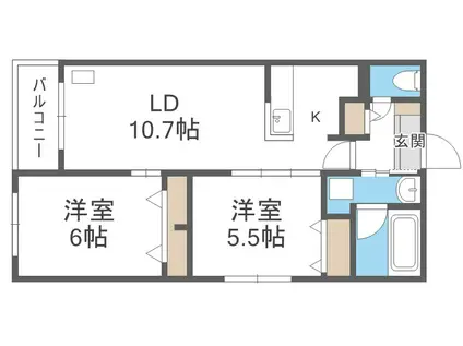 CREA F・VILLAGE(2LDK/2階)の間取り写真