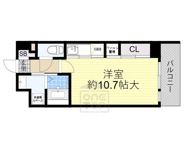 エターナル緑丘(ワンルーム/2階)の間取り写真