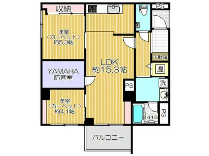 島津山ヒルズ(2SLDK/1階)の間取り写真